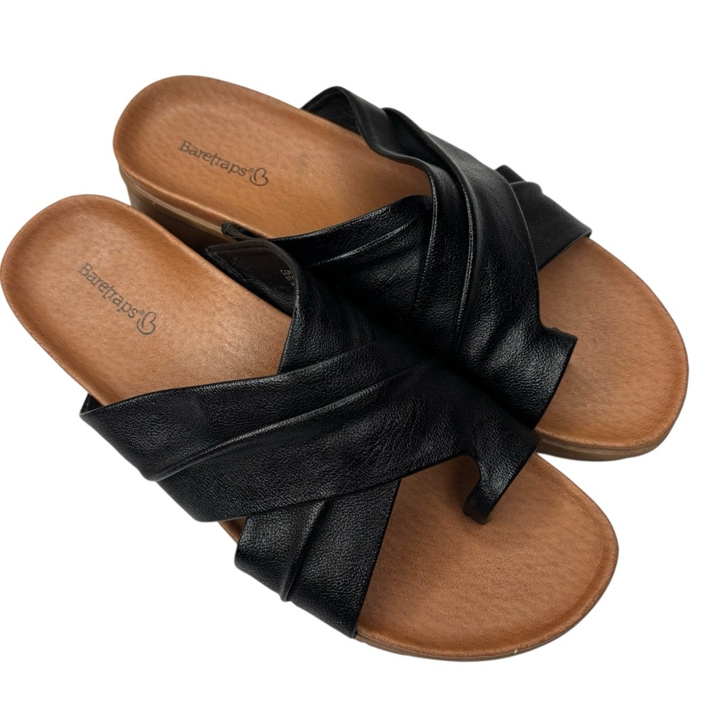 Black Baretraps Geraldine 1.5” Wedge Sandals Size 8.5 Vegan - Picture 3 of 11